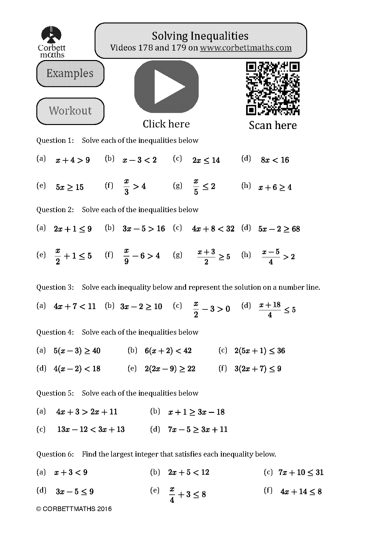 solving inequalities in one variable worksheet pdf